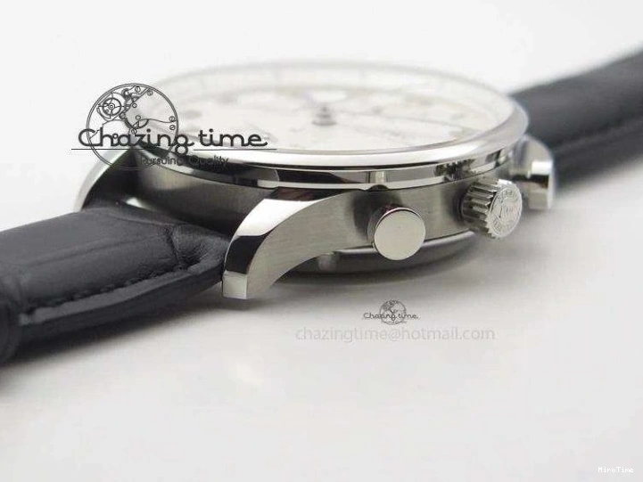 MIROTIME 0401 Casual Portuguese IW371405 ZF 1:1 Best Edition SS White Dial Silver Markers On Black Leather Strap A 7305